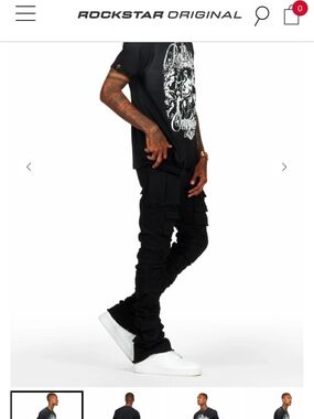 Rockstar Original Men’s Black Cargo Slim Jeans